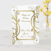Carte Florish Gold White 50e anniversaire Mariage (Fleur jaune)