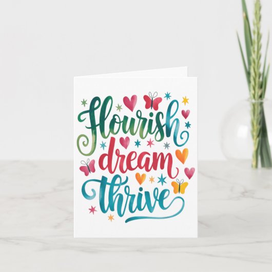 Carte Flourish Dream Thrive Motivational  (Devant)