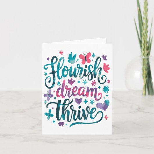 Carte Flourish Dream Thrive Motivational (Devant)