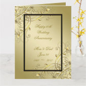 Carte Flourish Gold Black 50th 8.5x11 Anniversaire (Fleur jaune)
