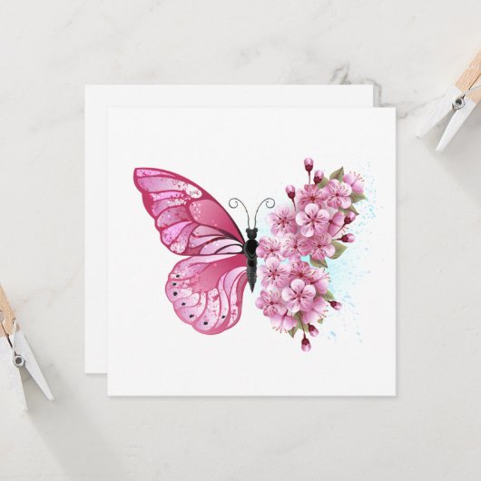 Carte Flower Butterfly (Devant/Arrière en situation)