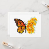 Carte Flower Butterfly with Yellow California Poppy (Devant/Arrière en situation)