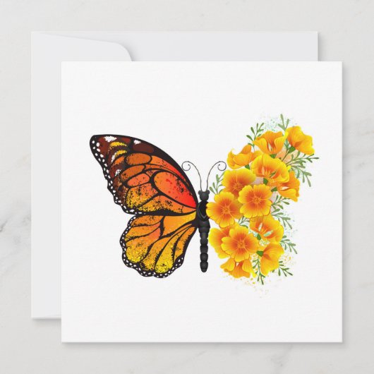 Carte Flower Butterfly with Yellow California Poppy (Devant)