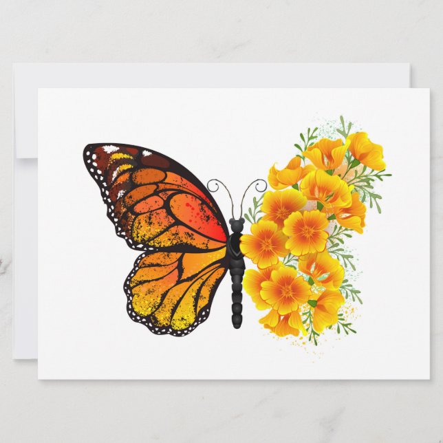 Carte Flower Butterfly with Yellow California Poppy (Devant)