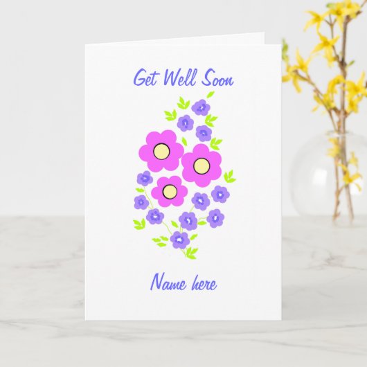 Carte Flower Get Well Soon Card ajouter nom avant (Fleur jaune)