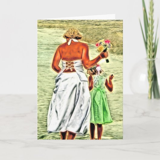 Carte Flower Girl and Bride, Mariage Félicitations (Devant)