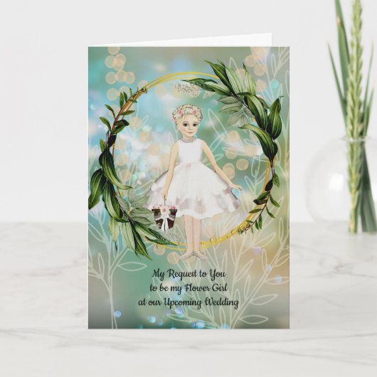 Carte Flower Girl Mariage Demander Jeune fille Illustré (Devant)