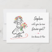 Carte Flower Girl Proposal Chic Hand Drawn Illustration (Devant)