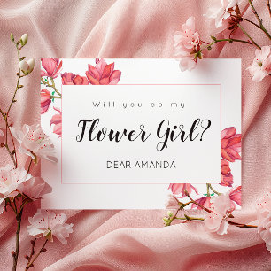 Carte Flower Girl rose blanc Floral Magnolia