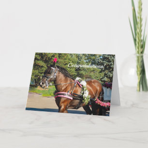 Carte Flower Horse Félicitations Mariage Card