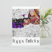 Carte Flower Queen HAPPY BANTHDAY (Debout devant)