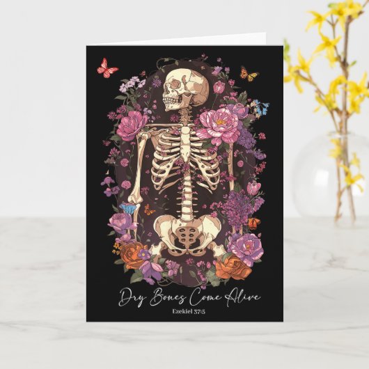 Carte Flower Skeleton Dry Bones Come Alive, Retro Enchan (Fleur jaune)