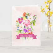 Carte Flowers Bouquet Watercolor Mariage Félicitations (Fleur jaune)