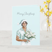 Carte Flowers Brown Hair Man Christmas   (Fleur jaune)