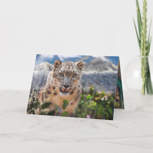 CARTE FLOWERS DE SNOW LEOPARD (Devant)