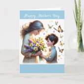 Carte Flowers for Mother's Day Personalized Watercolor (Devant)