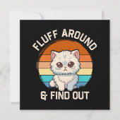 Carte Fluff autour et découvrez Funny Retro Cat (Devant)