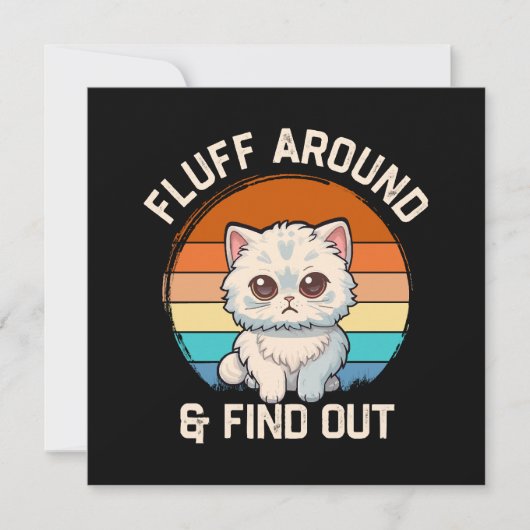 Carte Fluff autour et découvrez Funny Retro Cat (Devant)