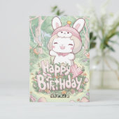 Carte Fluffy Bunny numérique modifiable Anniversaire (Debout devant)
