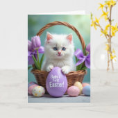 Carte Fluffy Kitten First Easter Egg Card (Fleur jaune)