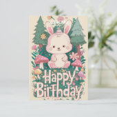 Carte Fluffy Salutation Bunny Digital Anniversaire (Debout devant)