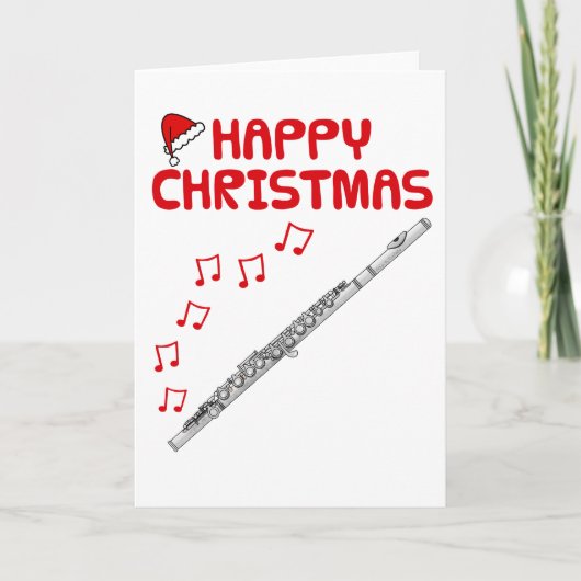 Carte Flute de Noël Flûtiste Woodwind Musicien (Devant)