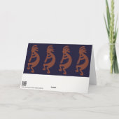 Carte Flûte Jouer Kokopelli Figure - Bleu sur rouille Ro (Dos)