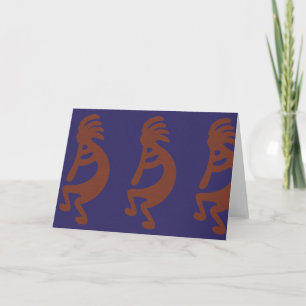 Carte Flûte Jouer Kokopelli Figure - Rouille rouge sur b