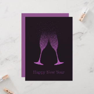 Carte Flûtes à Champagne Bonne Année Points