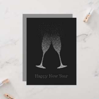 Carte Flûtes à Champagne Bonne Année Points
