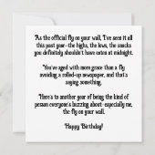 Carte Fly on the Wall Anniversaire : Amusant satirique ! (Dos)