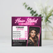 Carte Flyer Pink & Black Hair Salon Instagram (Debout devant)