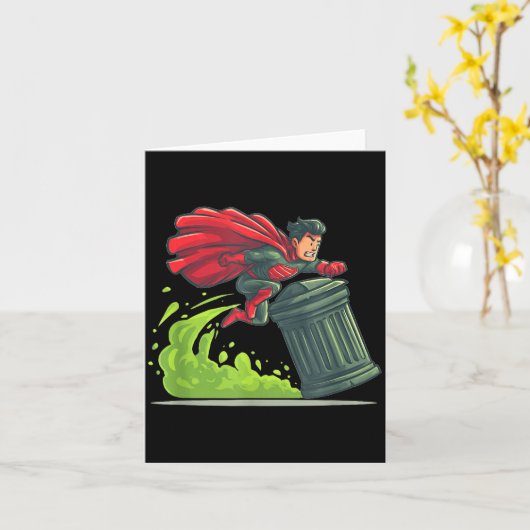 Carte Flying Hero With Trash Can Costume For Take Out Th (Fleur jaune)