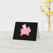 Carte Flying Pig with Wings Fly Pig Lovers (Fleur jaune)