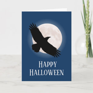 Carte Flying raven avec la lune derrière elle
