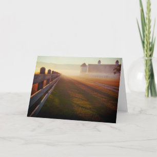 Carte Foggy Morning Farm Fence at Sunrise