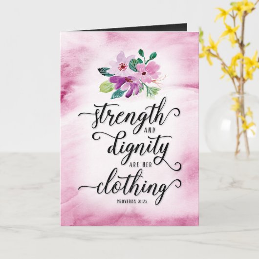 Carte Foi Anniversaire, Force et Dignité sont ses vêteme (Fleur jaune)