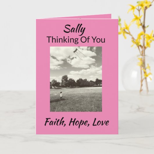 Carte Foi Espoir Amour Cancer du Sein Pensées pour (Fleur jaune)