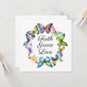 Carte Foi, grâce et amour avec les papillons (Devant/Arrière en situation)