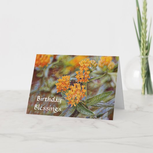 Carte Foi Orange Fleurs Anniversaire Bible Bible Verse (Devant)