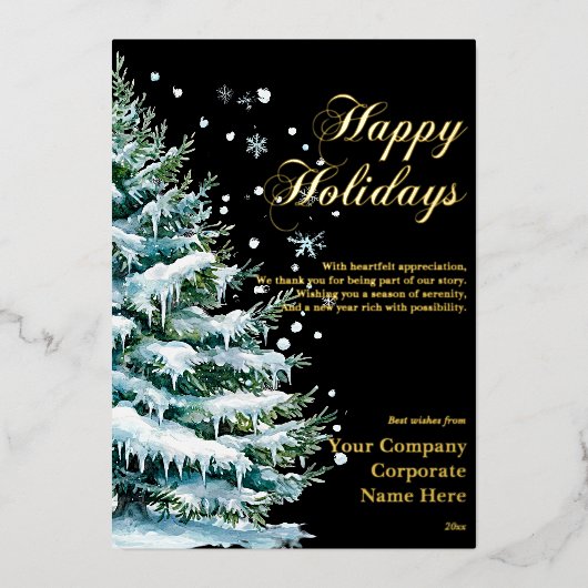 Carte Foil À feuillage persistant de neige d'entre (Recto)