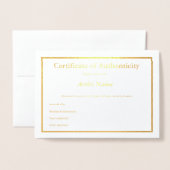 Carte Foil Certificat d'authenticité (Devant avec enveloppe)
