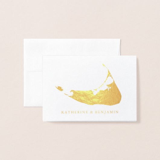 Carte Foil de Nantucket détaillée | Mariage (Devant avec enveloppe)