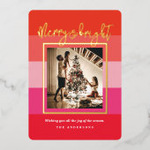 Carte Foil de Noël Cheval Rouge Stripes (Recto)