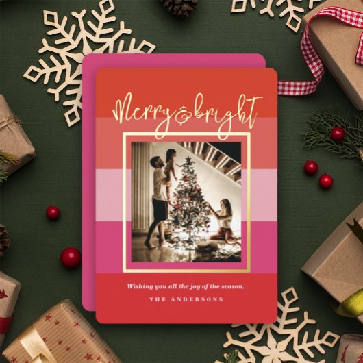 Carte Foil de Noël Cheval Rouge Stripes