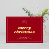 Carte Foil de Noël Red Custom Logo élégant (Debout devant)