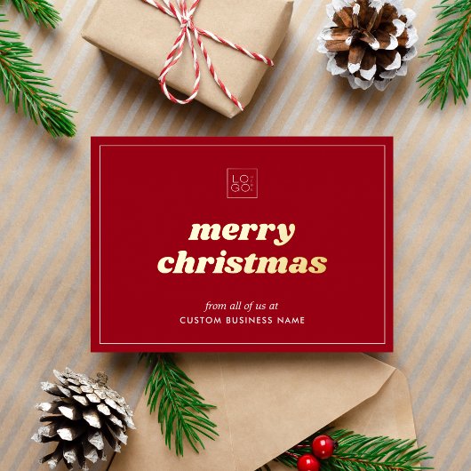 Carte Foil de Noël Red Custom Logo élégant