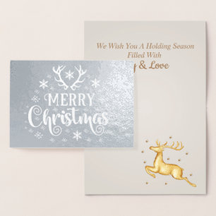 Carte Foil de Noël Silver Reindeer de luxe élégant
