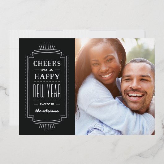 Carte Foil Deco pour le Nouvel An - Ardoise (Enveloppe)