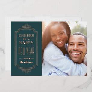 Carte Foil Deco pour le Nouvel An - Turquoise